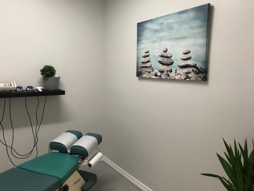 Laser therapy room in Runway Health. Laser is an anti-inflammatory modality used to promote healing, reduce inflammation, and reduce pain.